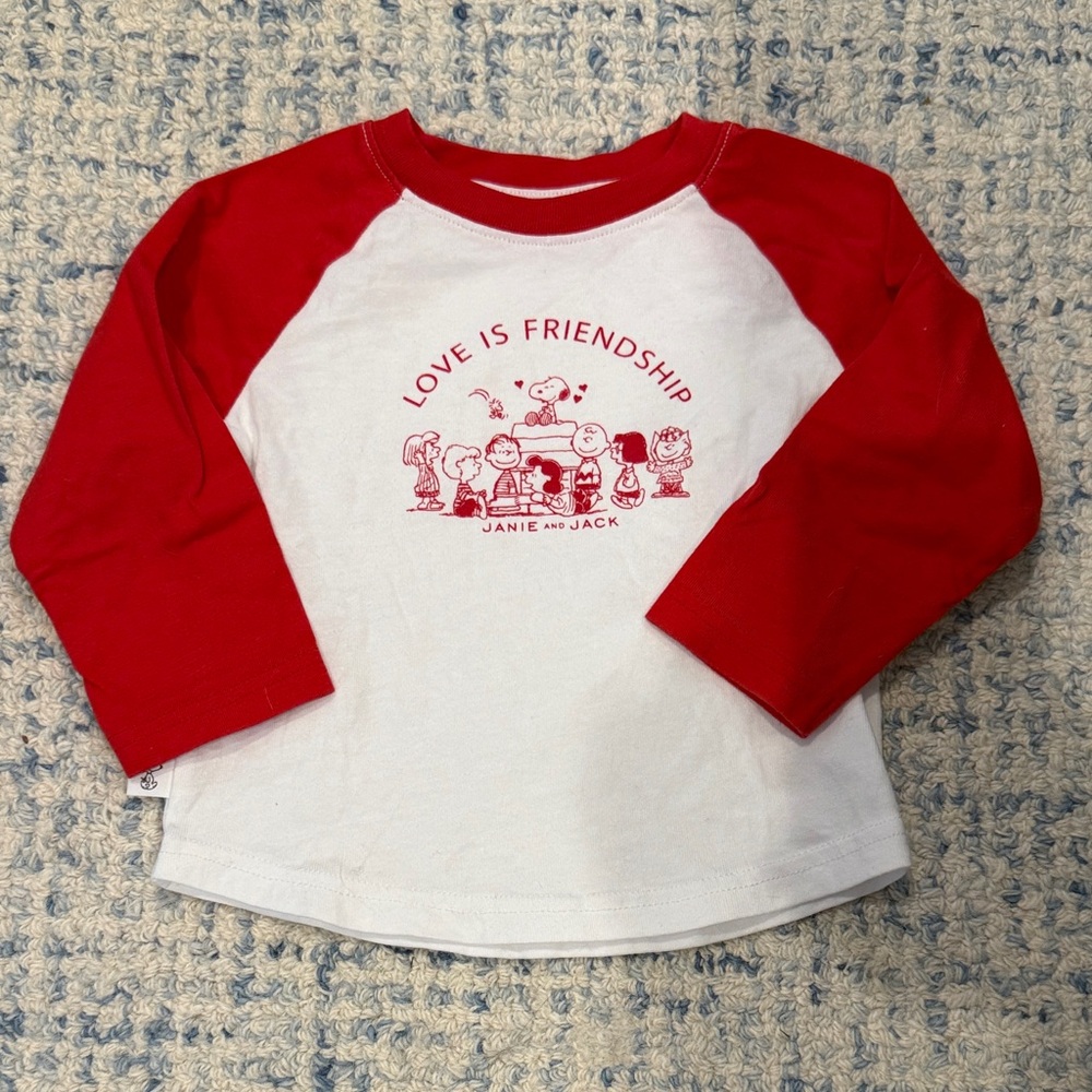 Janie and Jack Love is Friendship Red and White Long Sleeve Tee